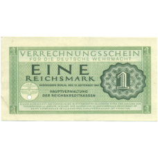 Банкнота 1 рейхсмарка 1944 года Германия (Вспомогательное платежное средство для вермахта)