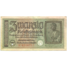 Банкнота 20 рейхсмарок 1940 года Германия (Для оккупированных территорий)