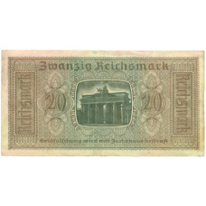 Банкнота 20 рейхсмарок 1940 года Германия (Для оккупированных территорий) (вид 2)