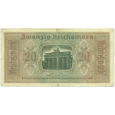 Банкнота 20 рейхсмарок 1940 года Германия (Для оккупированных территорий) (вид 2)