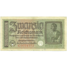 Банкнота 20 рейхсмарок 1940 года Германия (Для оккупированных территорий)