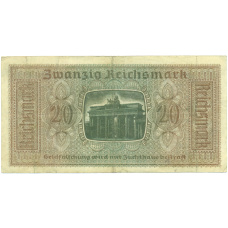 Банкнота 20 рейхсмарок 1940 года Германия (Для оккупированных территорий) (вид 2)