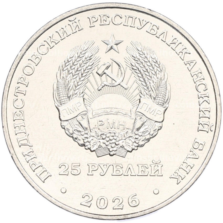 Монета 25 рублей 2026 года Приднестровье «35 лет Правительству ПМР» (вид 2)
