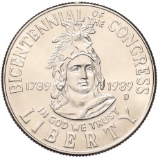 Монета 1/2 доллара (50 центов) 1989 года D США «200 лет Конгрессу» (аверс)