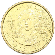 Монета 10 евроцентов 2010 года Италия (аверс)