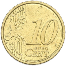 Монета 10 евроцентов 2010 года Италия (реверс)