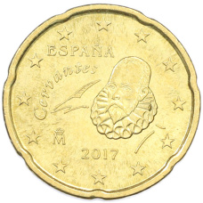 Монета 20 евроцентов 2017 года Испания (аверс)
