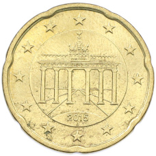 Монета 20 евроцентов 2015 года J Германия (аверс)