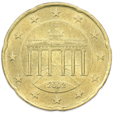 Монета 20 евроцентов 2002 года D Германия (аверс)