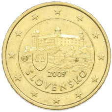 Монета 50 евроцентов 2009 года Словакия (аверс)
