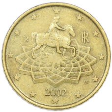 Монета 50 евроцентов 2002 года Италия (аверс)