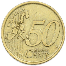 Монета 50 евроцентов 2002 года Италия (реверс)