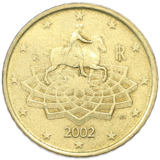 Монета 50 евроцентов 2002 года Италия (аверс)