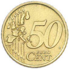 Монета 50 евроцентов 2002 года Италия (реверс)