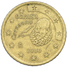 Монета 50 евроцентов 2000 года Испания (аверс)