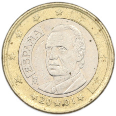 Монета 1 евро 2001 года Испания (аверс)