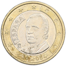 Монета 1 евро 2008 года Испания (аверс)