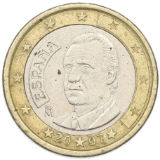 Монета 1 евро 2007 года Испания (аверс)