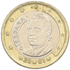 Монета 1 евро 2001 года Испания (аверс)