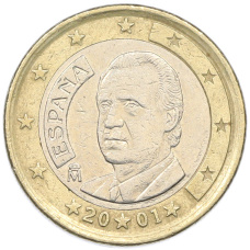 Монета 1 евро 2001 года Испания (аверс)