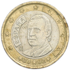 Монета 1 евро 2002 года Испания (аверс)