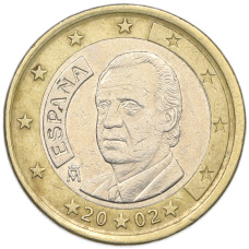 Монета 1 евро 2002 года Испания (аверс)