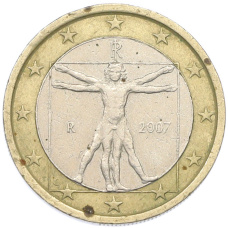 Монета 1 евро 2007 года Италия (аверс)