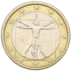 Монета 1 евро 2008 года Италия (аверс)
