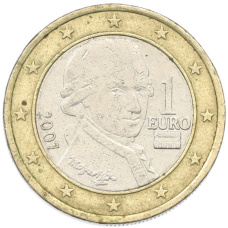 Монета 1 евро 2007 года Австрия (аверс)
