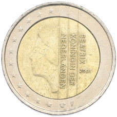 Монета 2 евро 2001 года Нидерланды (аверс)
