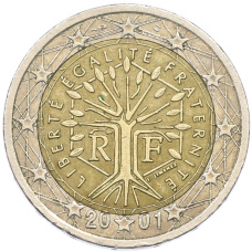 Монета 2 евро 2001 года Франция (аверс)
