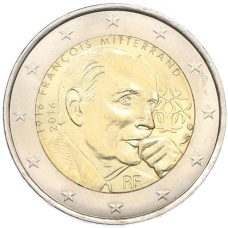 Монета 2 евро 2016 года Франция «100 лет со дня рождения Франсуа Миттерана» (аверс)