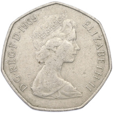 Монета 50 новых пенсов 1969 года Великобритания (реверс)