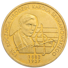 Монета 2 злотых 2007 года Польша «125 лет со дня рождения Кароля Шимановского» (аверс)