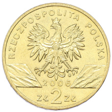 Монета 2 злотых 2006 года Польша «Всемирная природа — Сурок» (реверс)