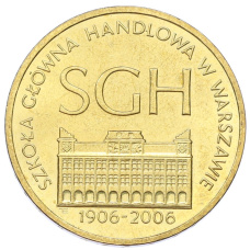 Монета 2 злотых 2006 года Польша «100 лет Варшавской школы экономики» (аверс)