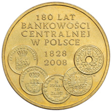 Монета 2 злотых 2009 года Польша «180 лет центральному банку Польши» (аверс)