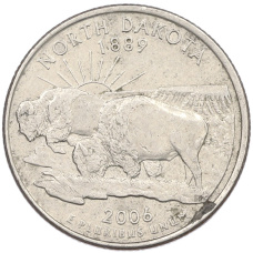 Монета 1/4 доллара (25 центов) 2006 года D США «Штаты и территории — Штат Северная Дакота» (аверс)