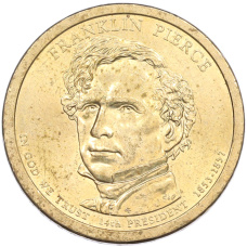 Монета 1 доллар 2010 года (P) США «14-й президент США Франклин Пирс» (аверс)