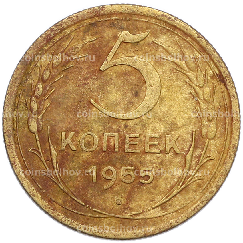 Монета 5 копеек 1955 года
