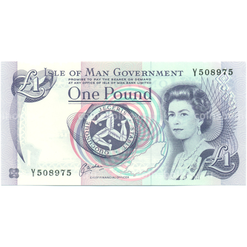 Банкнота 1 фунт 1991 года Остров Мэн