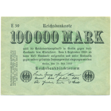 Банкнота 100000 марок 1923 года Германия
