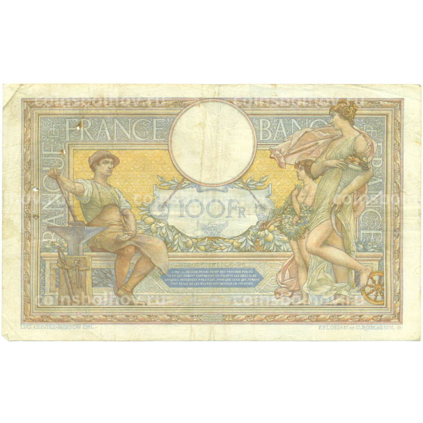 Банкнота 100 франков 1934 года Франция (вид 2)