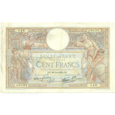Банкнота 100 франков 1938 года Франция