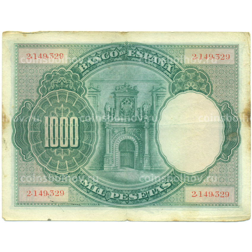 Банкнота 1000 песет 1925 года Испания (вид 2)