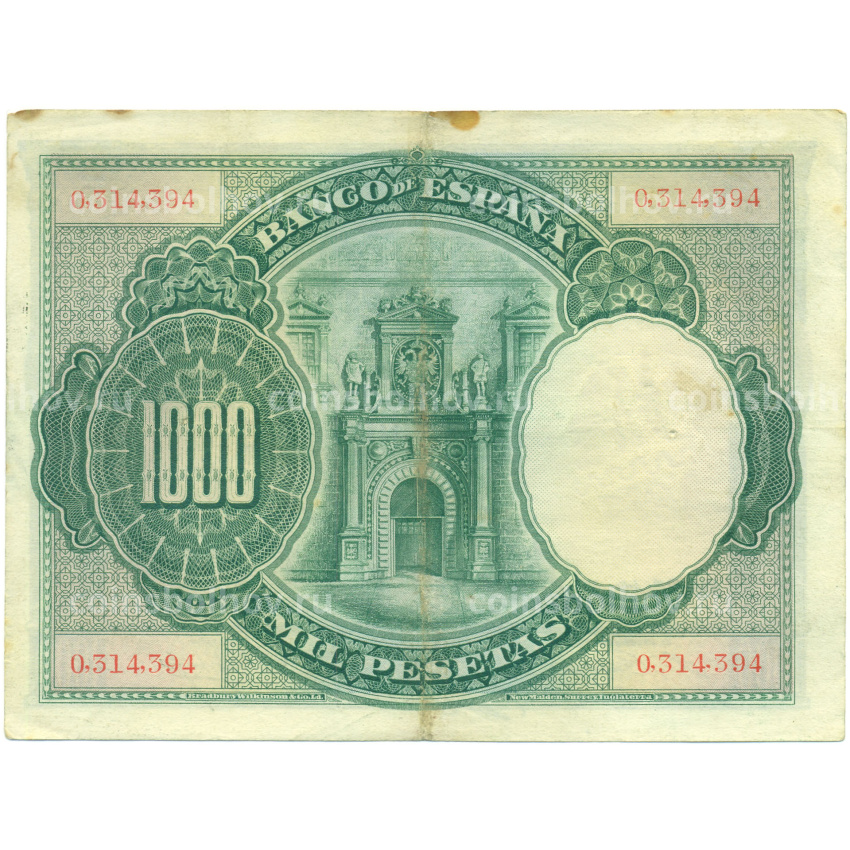 Банкнота 1000 песет 1925 года Испания (вид 2)