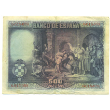 Банкнота 500 песет 1928 года Испания (вид 2)