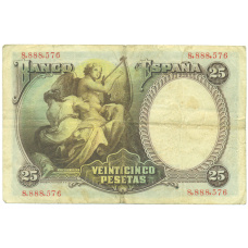 Банкнота 25 песет 1931 года Испания (вид 2)