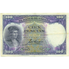 Банкнота 100 песет 1931 года Испания