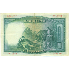 Банкнота 100 песет 1931 года Испания (вид 2)